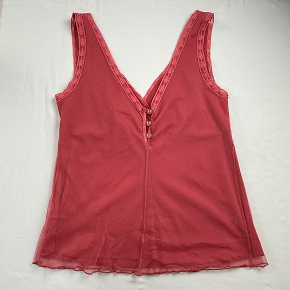 Vintage Lace Mesh Camisole Top Pink Coquette Fairycore Romantic Y2K Size XL - Picture 2 of 6